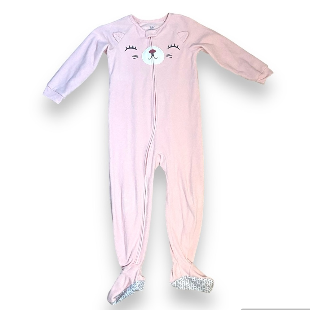 (3 for$15) 1-Piece Pink Cat Fleece Footie Pajamas Carters 5T Kitten